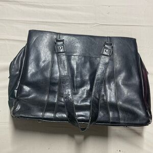 Kenneth Cole Black Leather Laptop Bag
